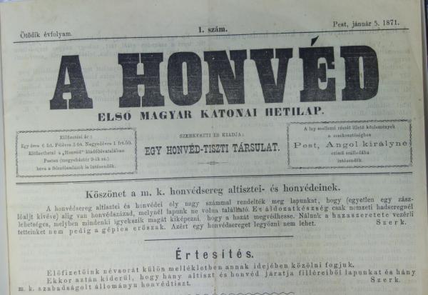 A HONVÉD. Első magyar katonai hetilap. 1871.