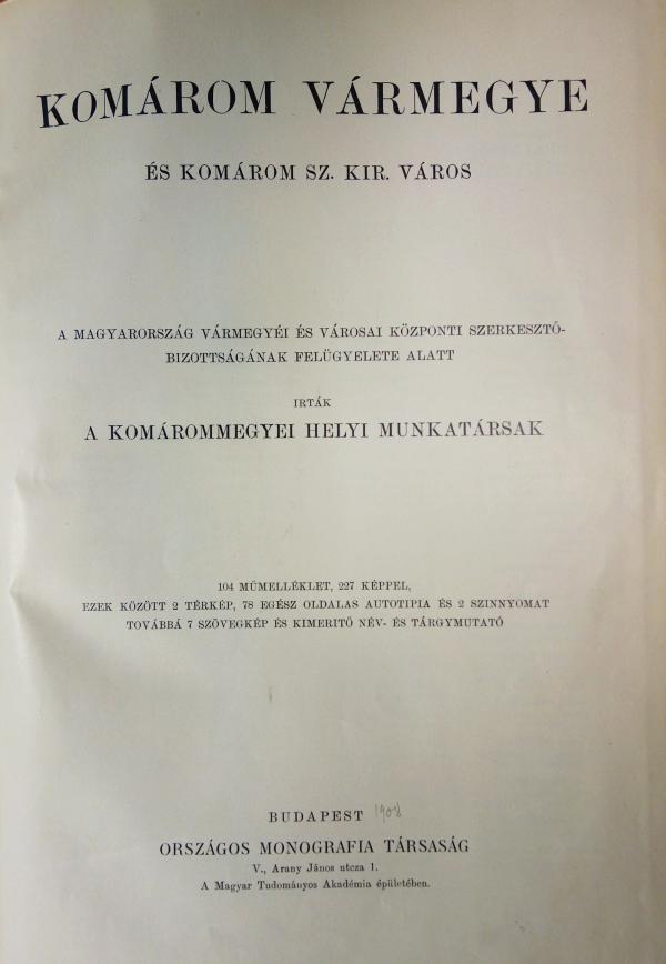 KOMÁROM vármegye és Komárom sz. kir. város.