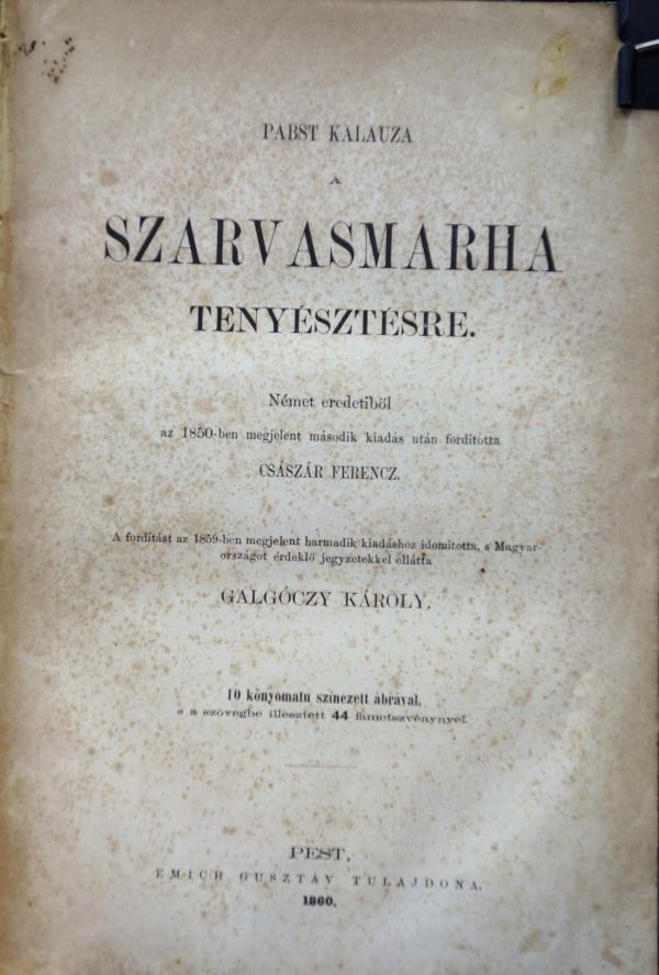 PABST,[H.W.]: Pabst kalauza a szarvasmarha tenyésztésre.