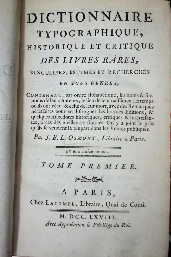 OSMONT,J.B.L.: Dictionnaire typographique, historique et ...