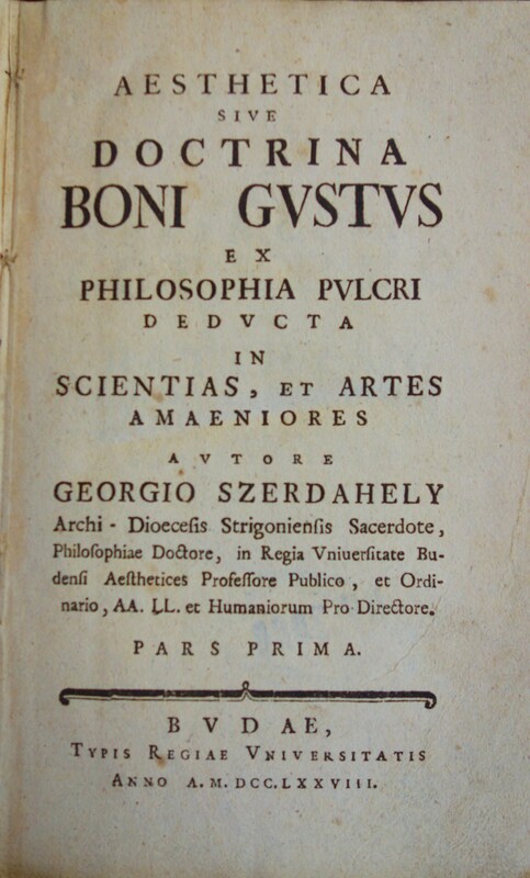 SZERDAHELY, Georgio (György): DOCTRINA BONI GUSTUS I-II.