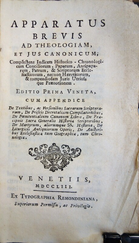 [FAURE,Giovanni Battista]: Apparatus Brevis ad Theologiam...