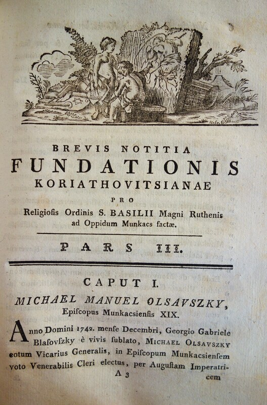 BASILOVITS (János):Brevis notitia fundationis ... 1-3. rész