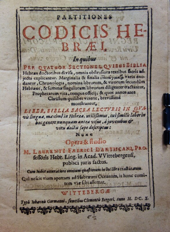 Fabricius Lorenz, Dantiscanus: Partitiones Codicis Hebraei,