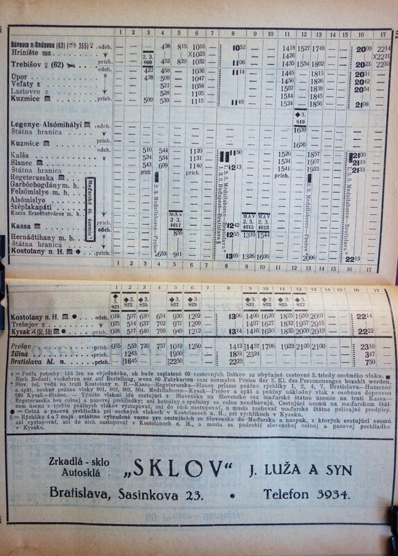 Úradny cestovny poriadok pre zeleznicnú a autobusovú ...1943