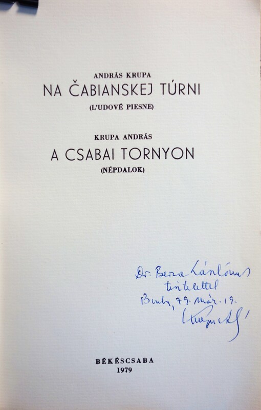 KRUPA András: A csabai tornyon (népdalok)