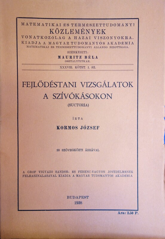 Kormos József: Fejlődéstani vizsgálatok a szívókásokon