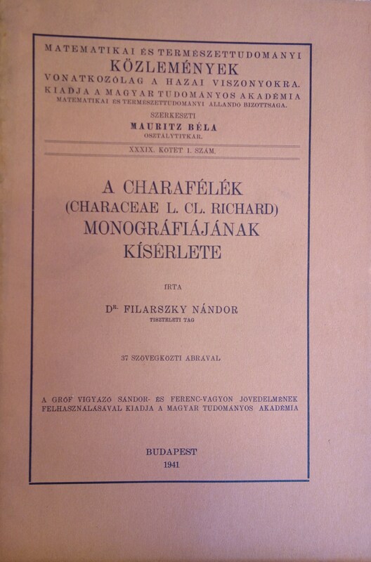 Filarszky Nándor: A charafélék monográfiájának kísérlete