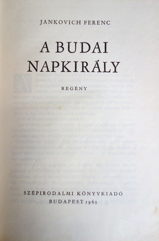 Jankovich Ferenc: A budai napkirály