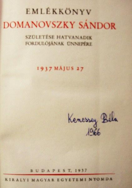 Emlékkönyv Domanovszky Sándor ...ünnepére 1937. május 27.