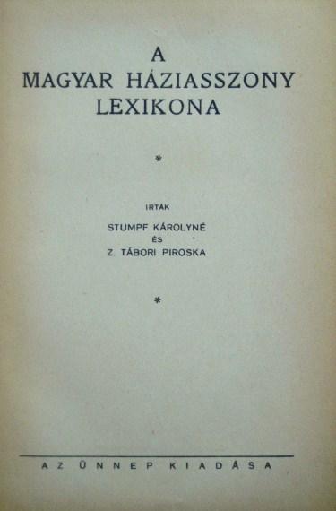 A magyar háziasszony lexikona.