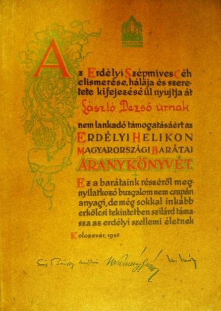 Az Erdélyi Helikon Magyarországi Barátainak Aranykönyve 1937