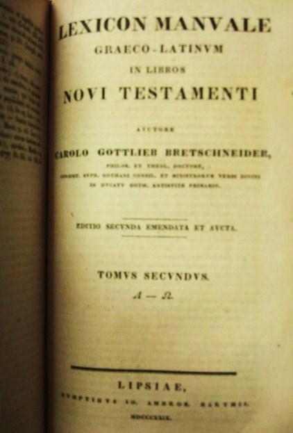 BRETSCHNEIDER, Karl Gottlieb: Graeco-Latinum Lexicon manuale