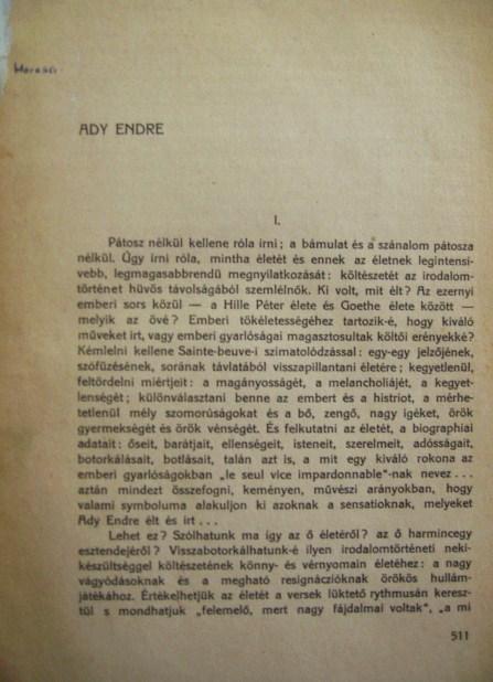 A Nyugat Ady Endre emlékszámai.