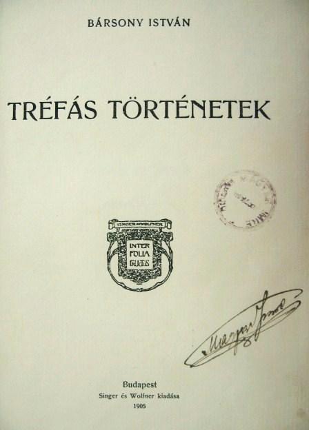 BÁRSONY István: Tréfás történetek.