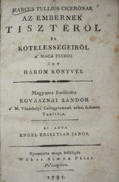 CICERO, M. T.: Az embernek tisztéről és kötelességeiről ...