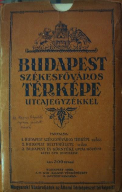 BUDAPEST székesfőváros térképe utcajegyzékkel.