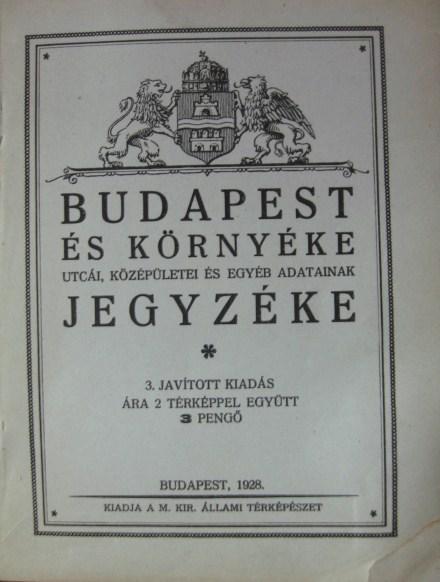 BUDAPEST székesfőváros térképe utcajegyzékkel.