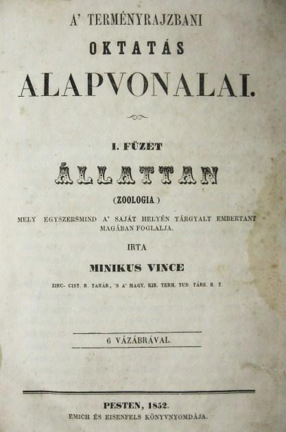 MINIKUS Vince: A` terményrajzbani oktatás alapvonalai.