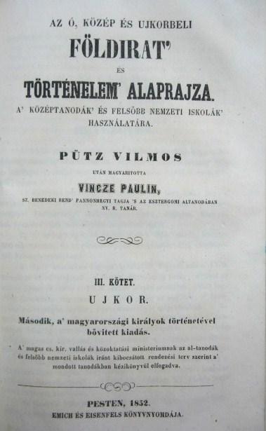 PÜTZ Vilmos: Az ó, közép és ujkorbeli földirat` és ...1-3.