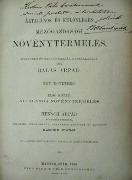 BALÁS Árpád: Általános és különleges mezőgazdasági növényter