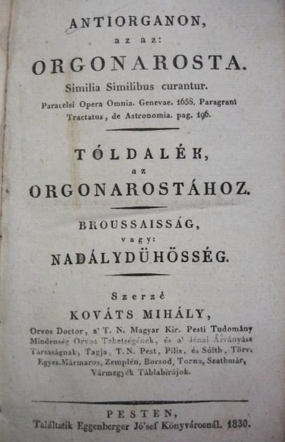 HAHNEMANN, Sámuel:Organon-a+KOVÁTS Mihály:Antiorganon (2 mű)