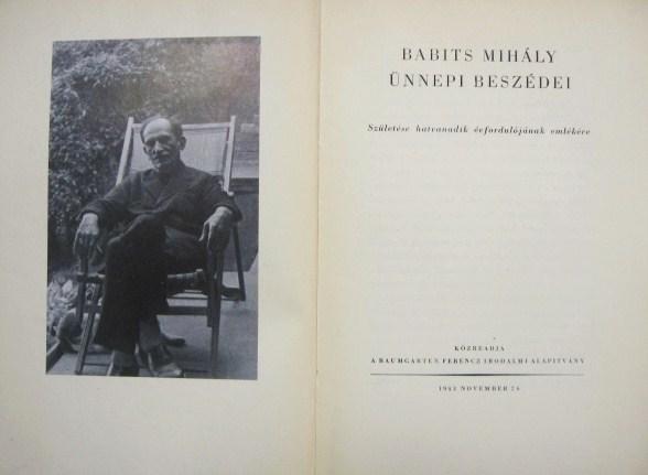 Babits Mihály ünnepi beszédei.