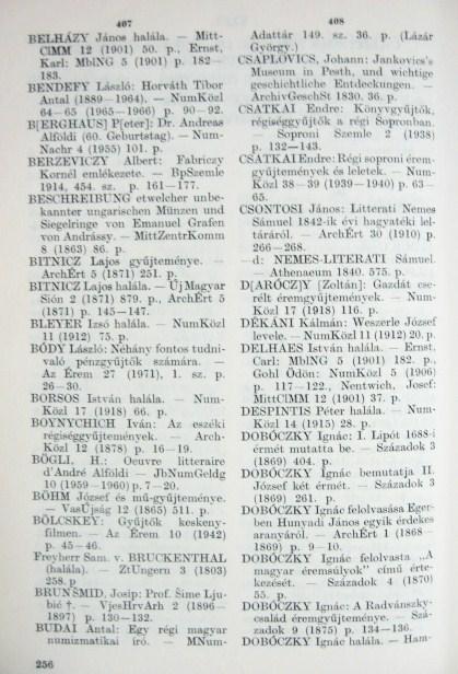 F.FEJÉR M.-HUSZÁR L.: A magyar numizmatika bibliográfiája.