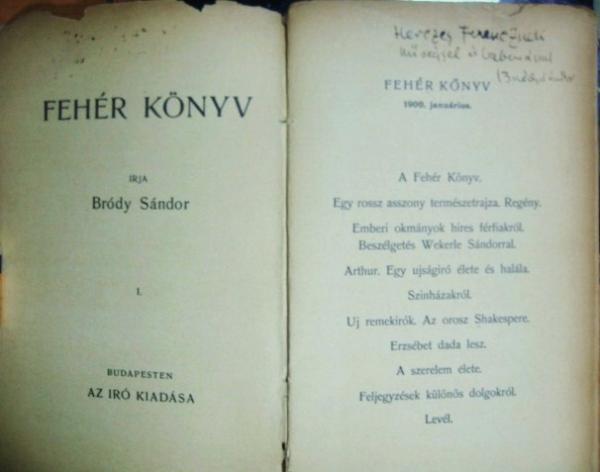 BRÓDY Sándor: Fehér könyv.
