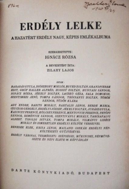 IGNÁCZ Rózsa (szerk): Erdély lelke.