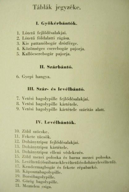 JUHÁSZ Árpád - KADOCSA Gyula: A dohány állati kártevői.