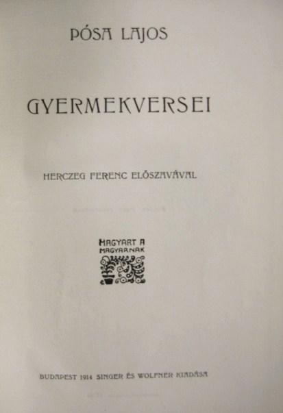 PÓSA LAJOS GYERMEKVERSEI.