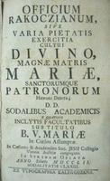 Officium Rakoczianum, sive varia pietatis exercitia ...