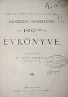 BALNEOLOGIAI EGYESÜLET 1893-IKI ÉVKÖNYVE
